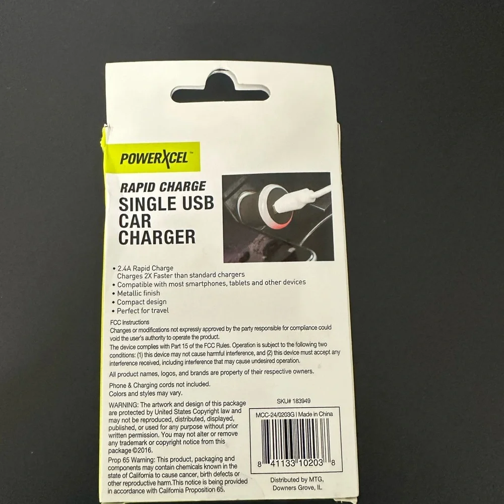 Powered Black Single USB Car Charger